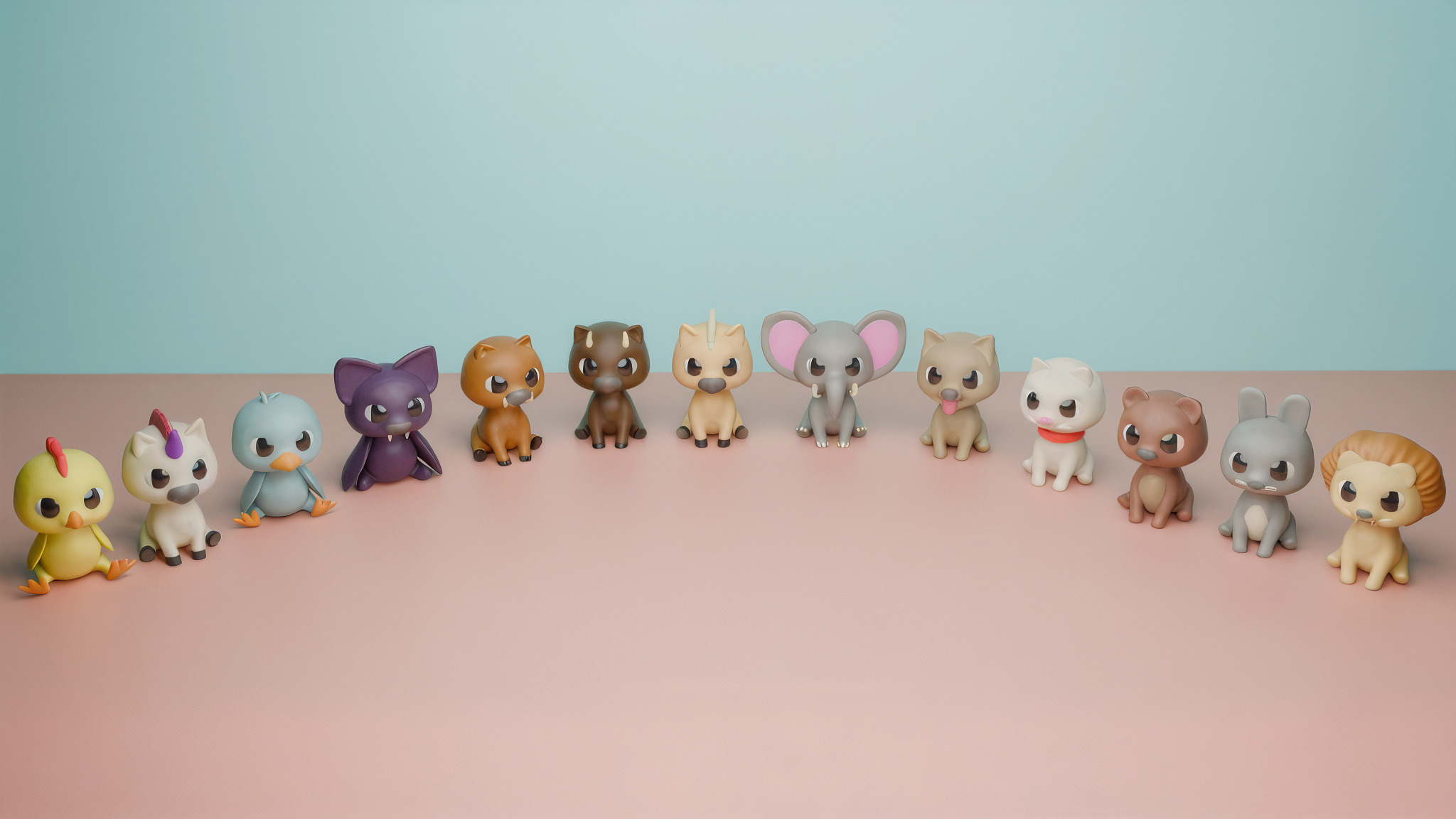 BABY ANIMALS Low-poly 3D model_1