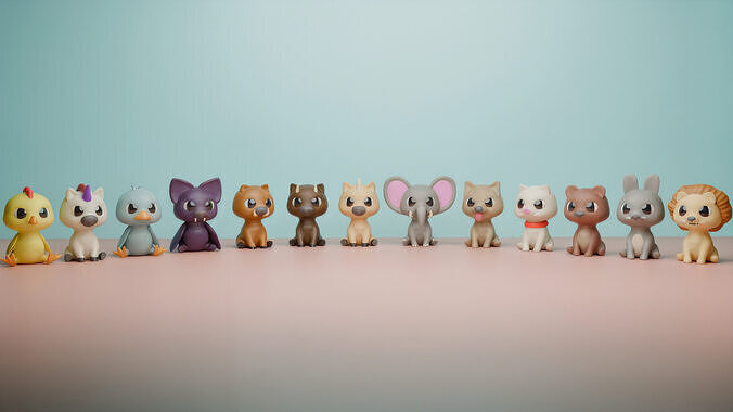 BABY ANIMALS Low-poly 3D model