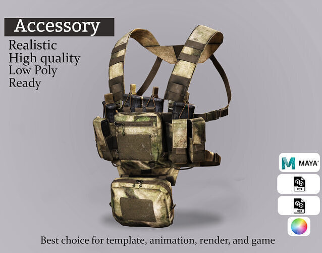 Survivalist Combat - Game Ready Chest Vest Low-poly 3D model