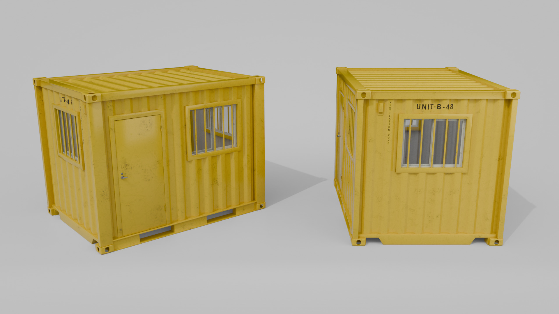 10ft Modified Shipping Container Room - Versatile Modular Space Low-poly 3D model_6