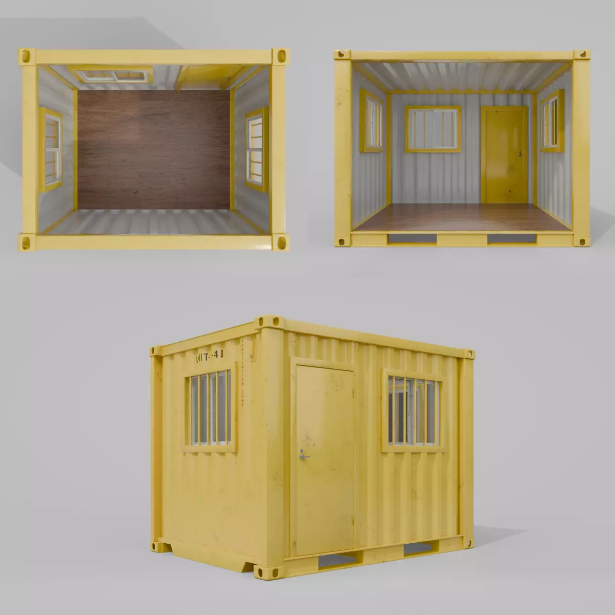 10ft Modified Shipping Container Room - Versatile Modular Space Low-poly 3D model_0