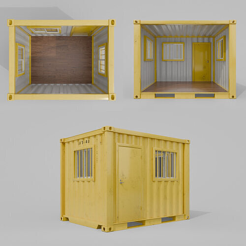 10ft Modified Shipping Container Room - Versatile Modular Space Low-poly 3D model