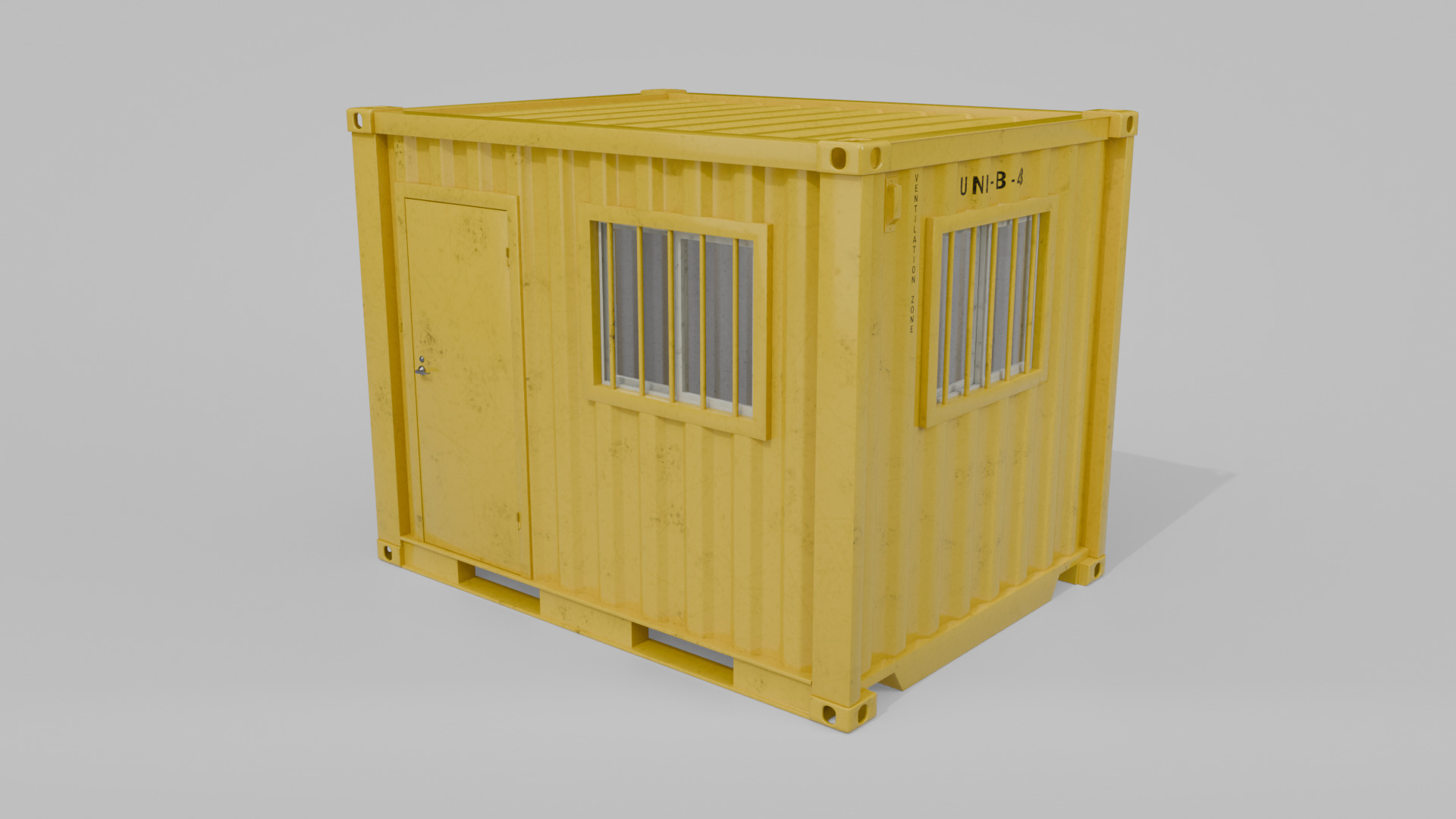 10ft Modified Shipping Container Room - Versatile Modular Space Low-poly 3D model_3