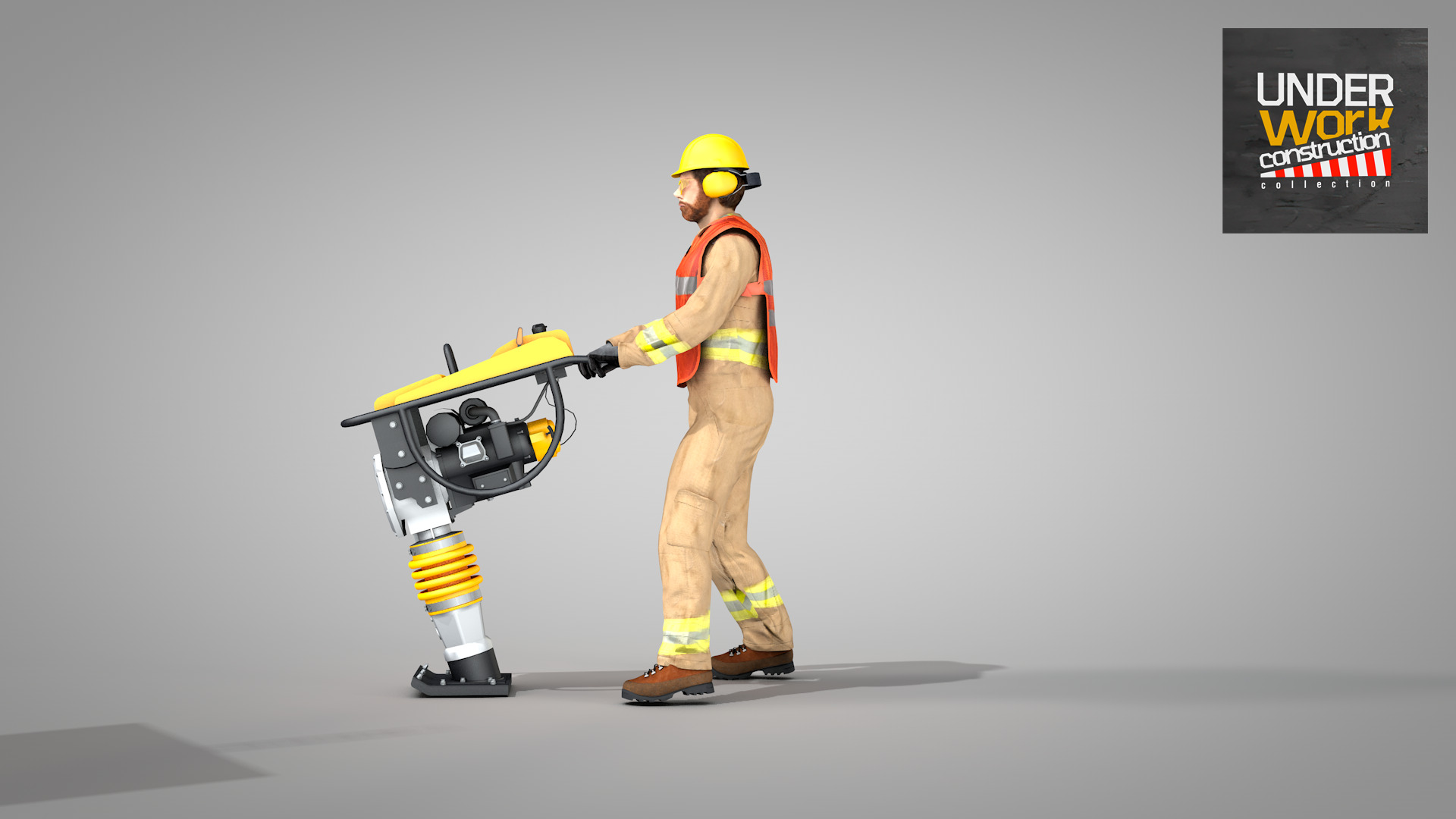 Builder Operating Soil Compactor 3D model_5