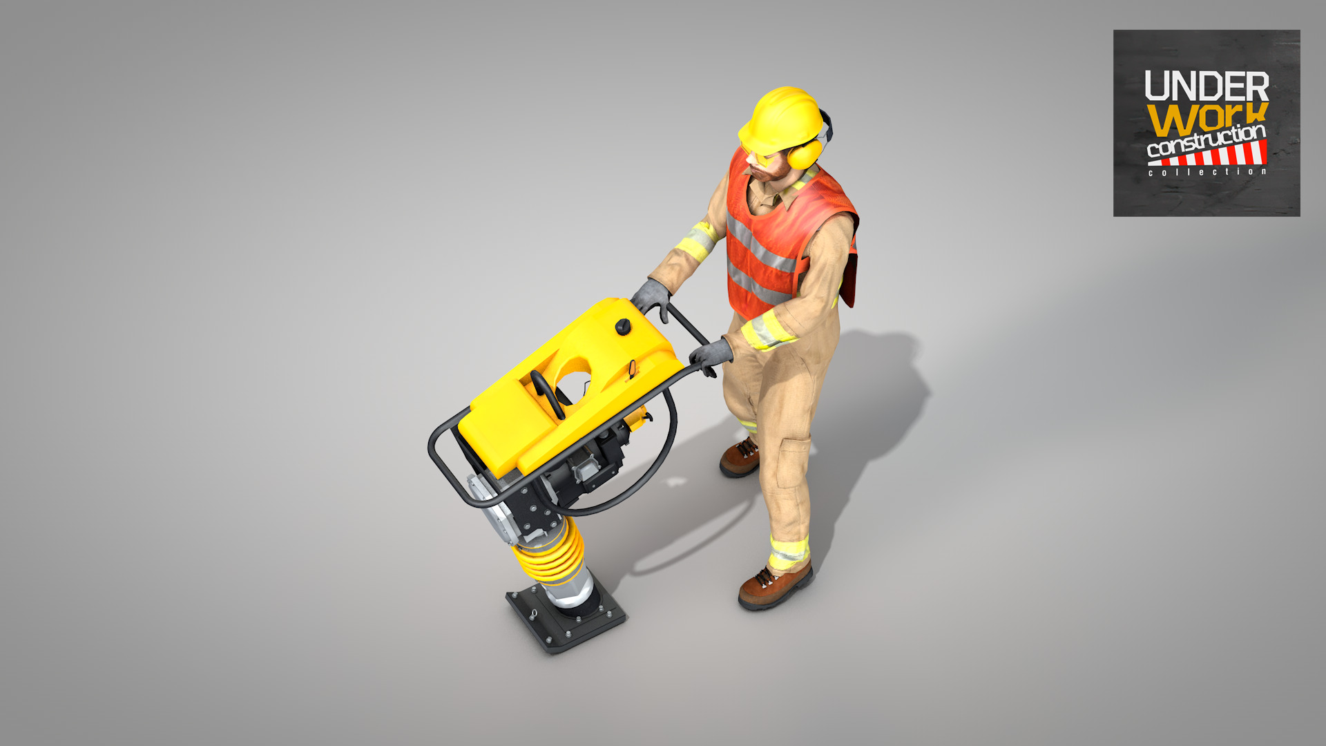 Builder Operating Soil Compactor 3D model_12