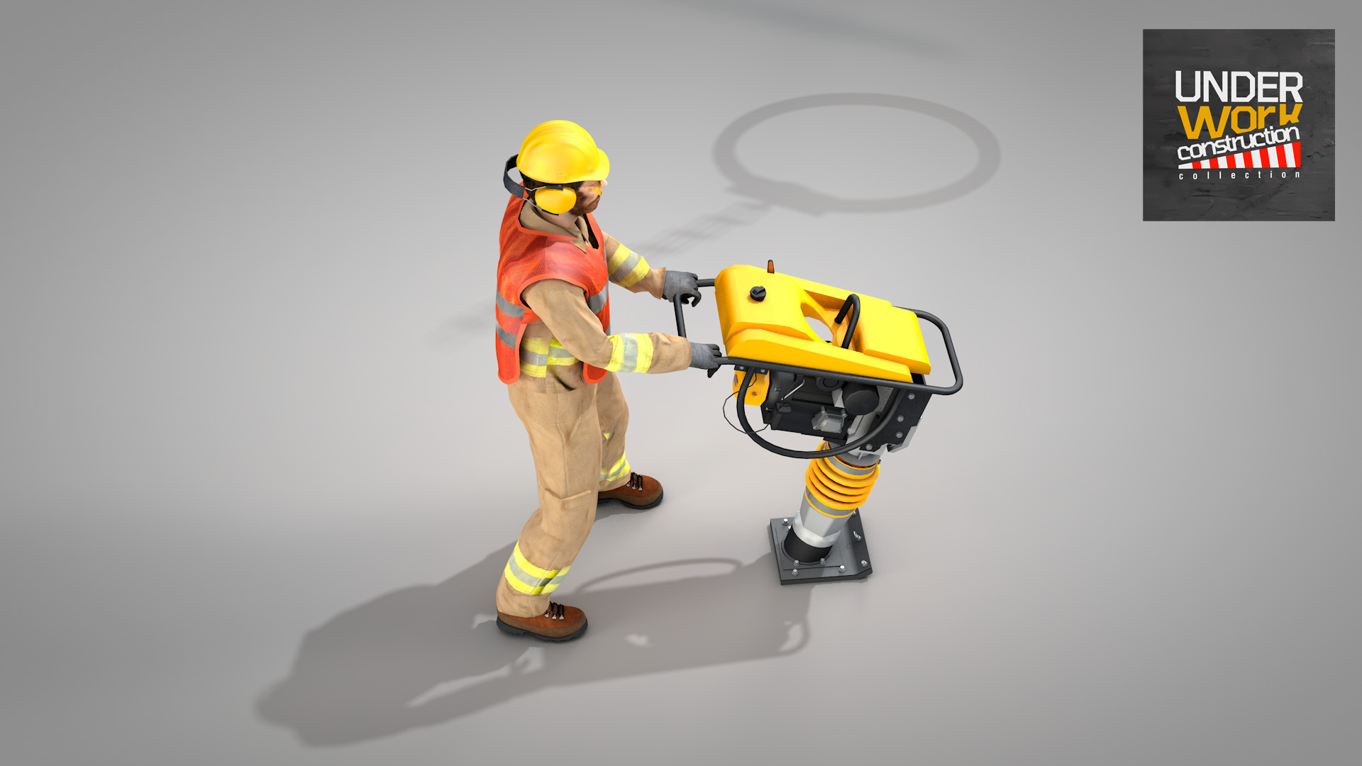 Builder Operating Soil Compactor 3D model_2