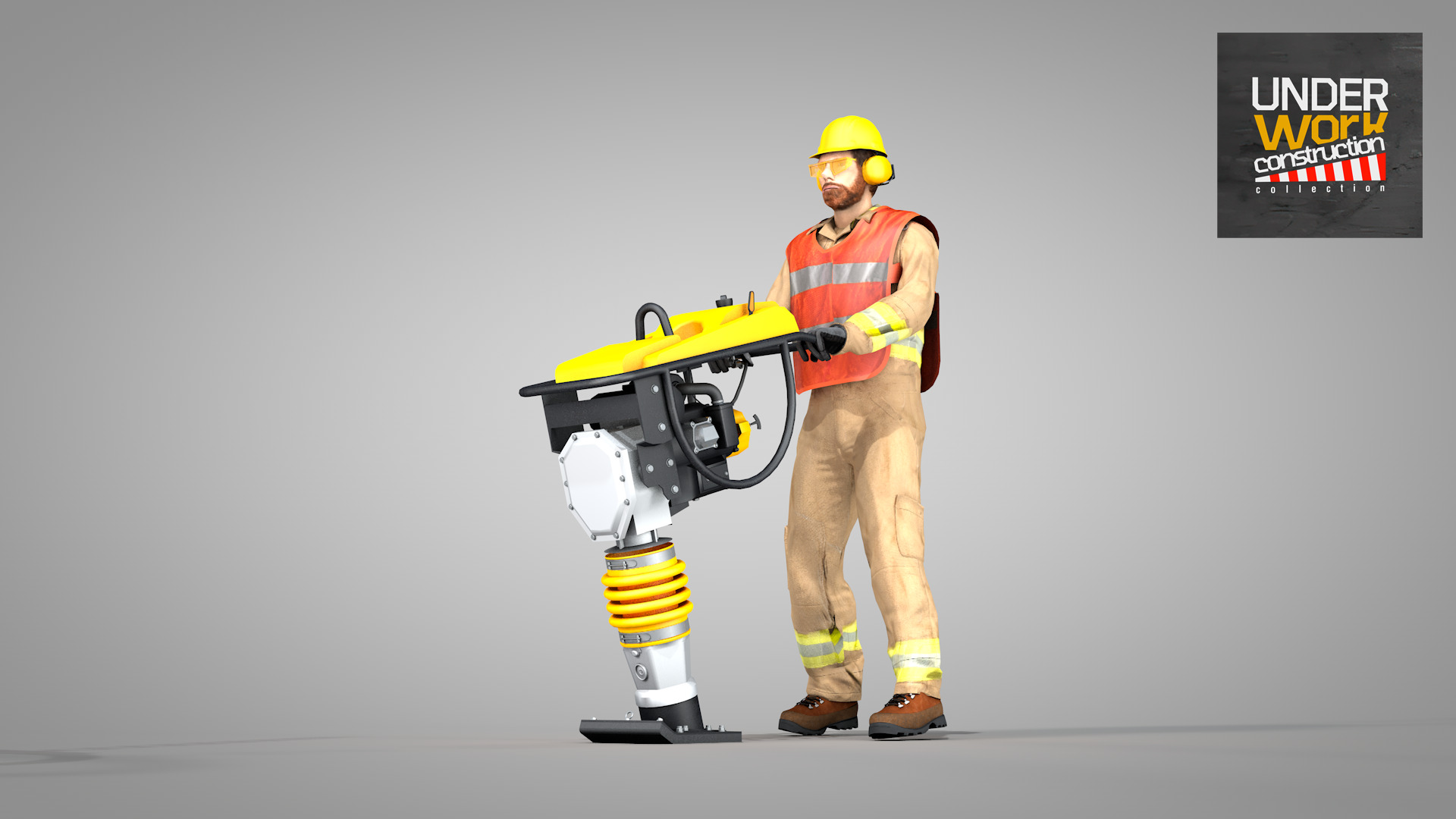 Builder Operating Soil Compactor 3D model_3