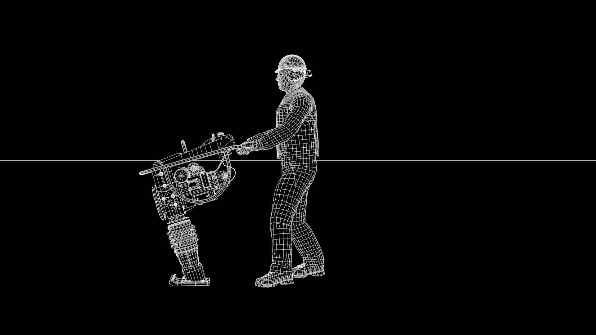 Builder Operating Soil Compactor 3D model_11