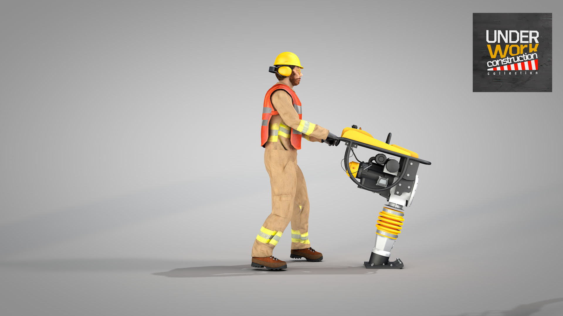 Builder Operating Soil Compactor 3D model_7