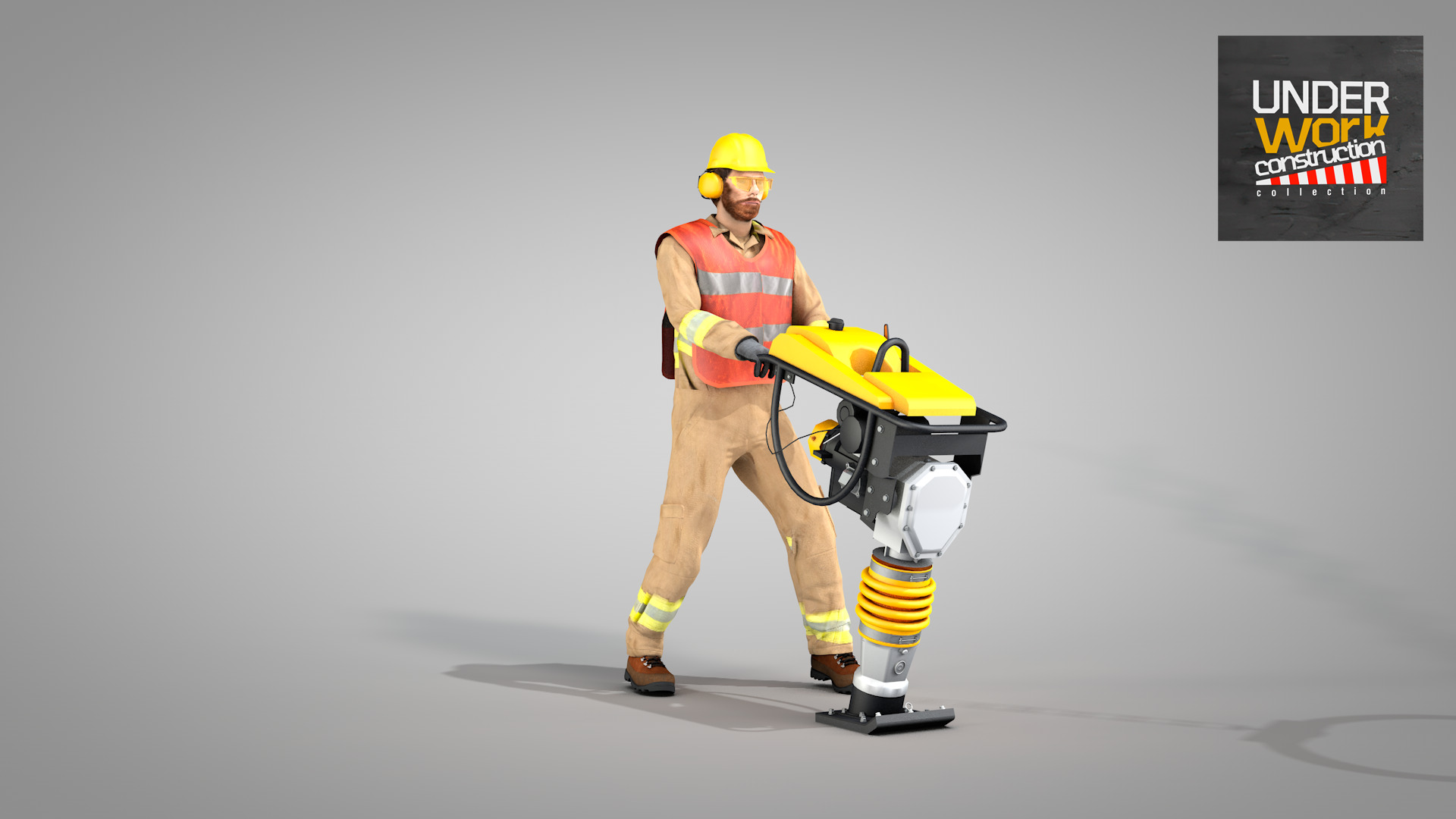 Builder Operating Soil Compactor 3D model_8