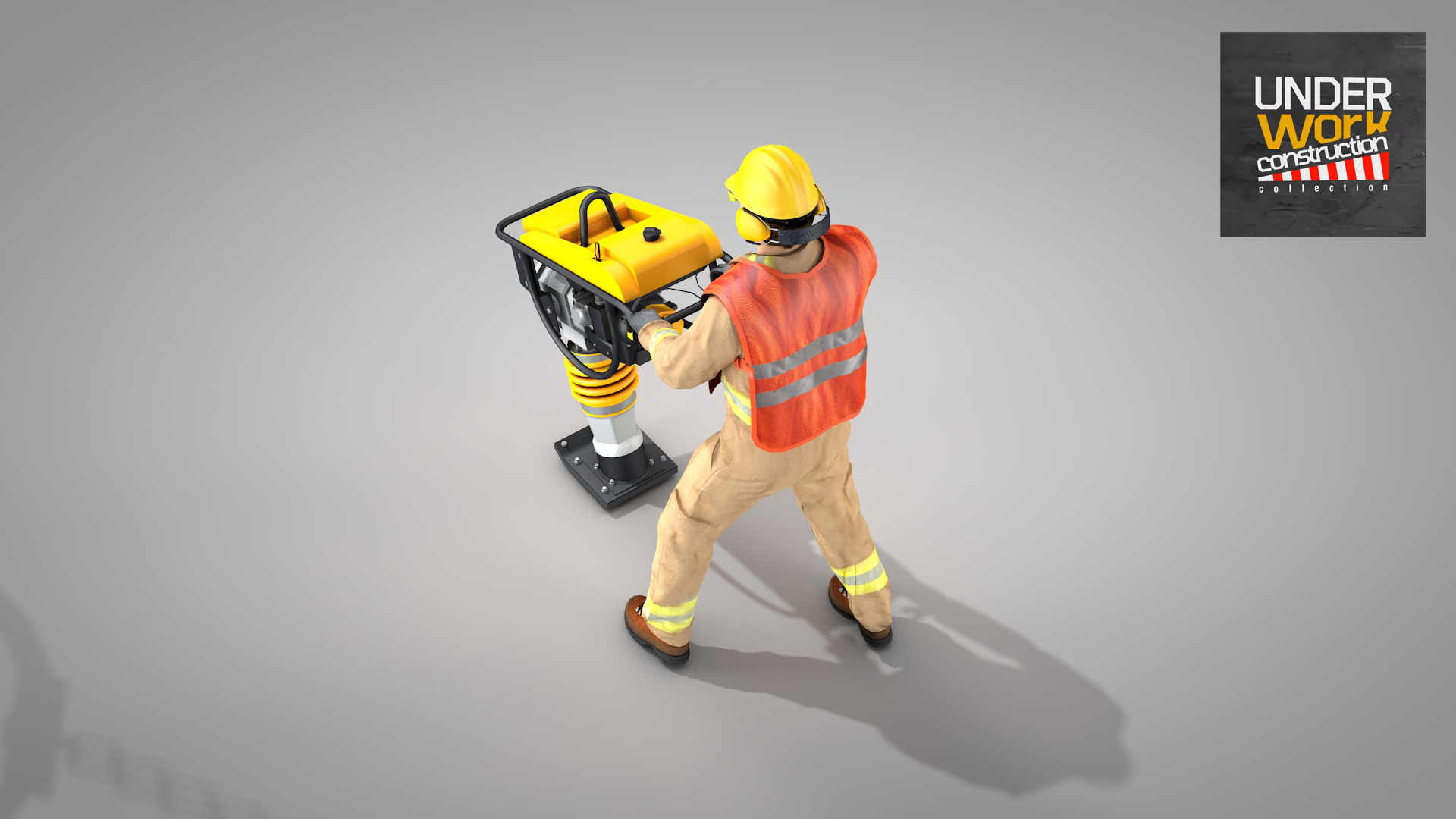 Builder Operating Soil Compactor 3D model_1