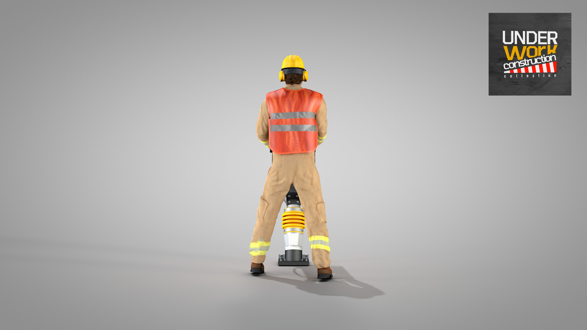 Builder Operating Soil Compactor 3D model_6