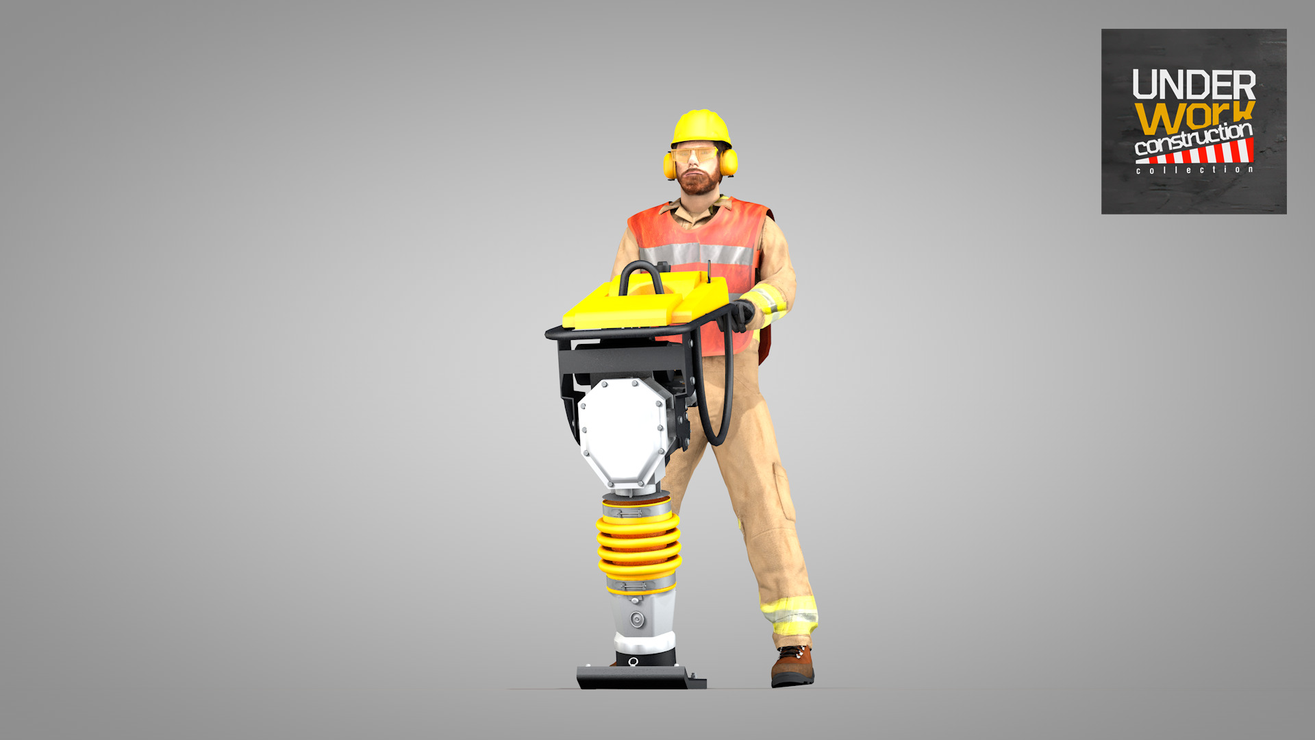 Builder Operating Soil Compactor 3D model_4