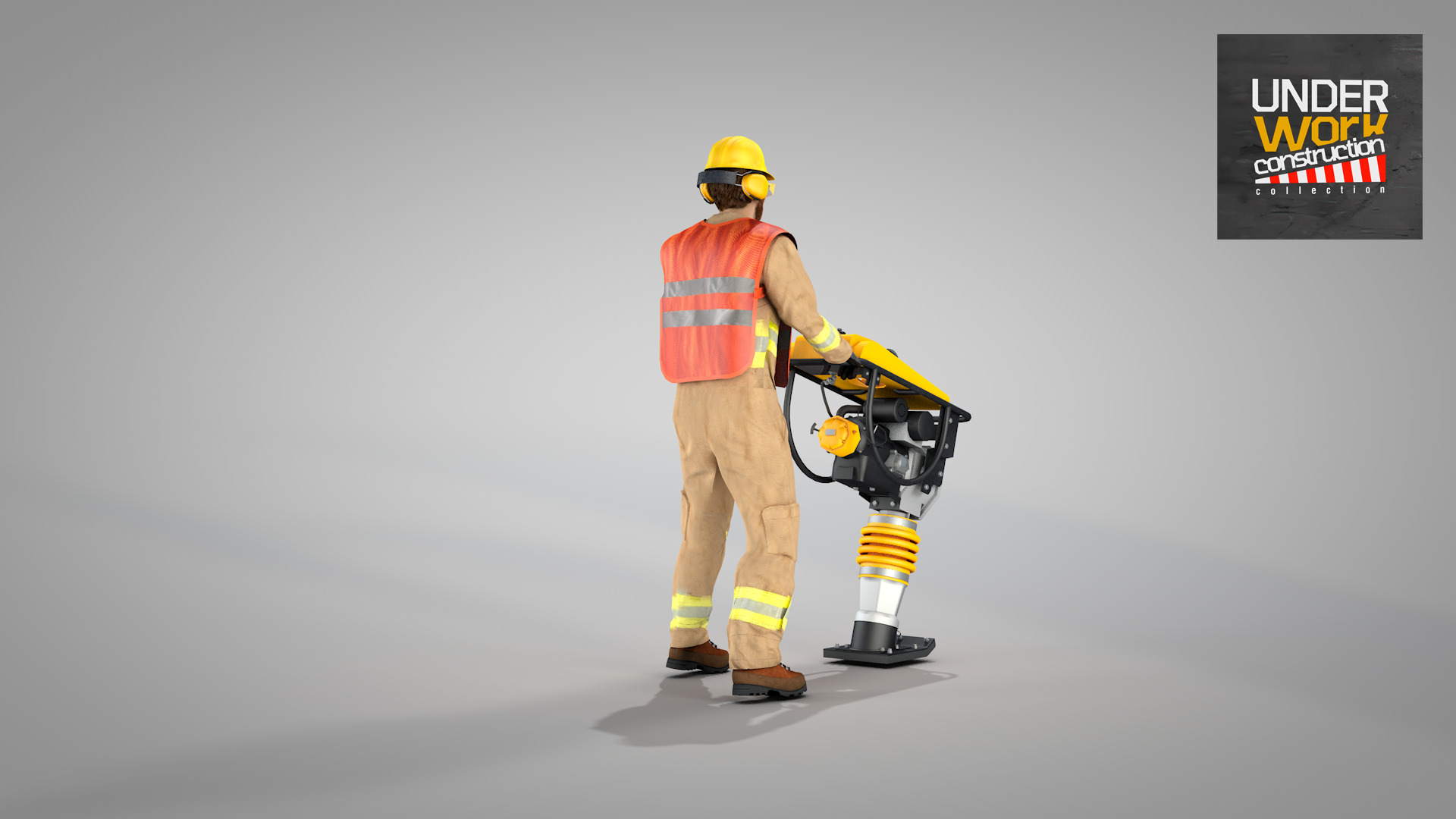 Builder Operating Soil Compactor 3D model_9