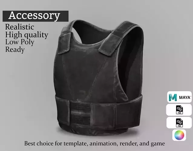 Minimalist Tactical Vest - Game Ready 3D Model Low-poly 3D model