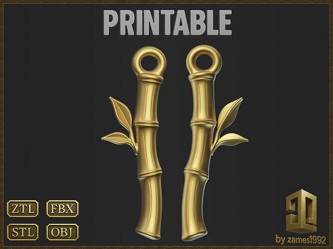 Stylized Bamboo for 3D printing and jewelry design  3D print model