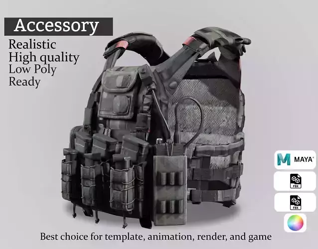 Special Forces Tactical Vest - Game Ready 3D Model Low-poly 3D model