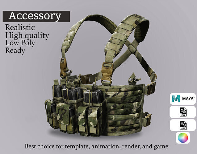 Combat Vest 3D Model - Game Ready Lowpoly Asset Low-poly 3D model