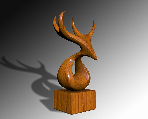 WALNUT DEER ABSTRACT SCULPTURE BUST 3D print model