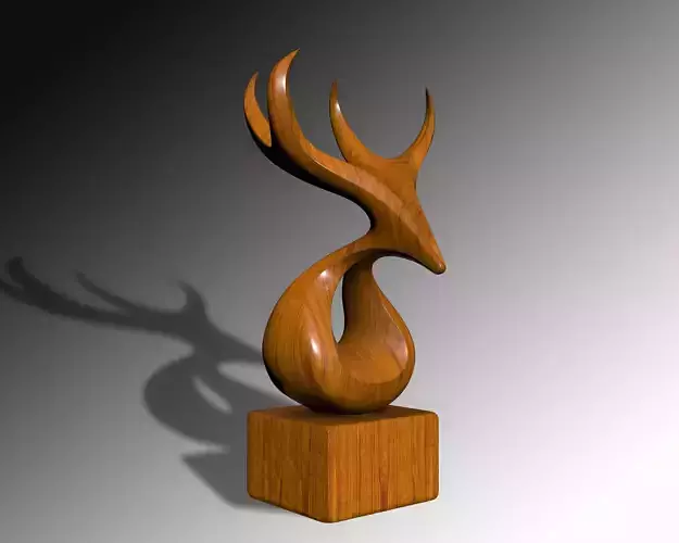 WALNUT DEER ABSTRACT SCULPTURE BUST 3D print model