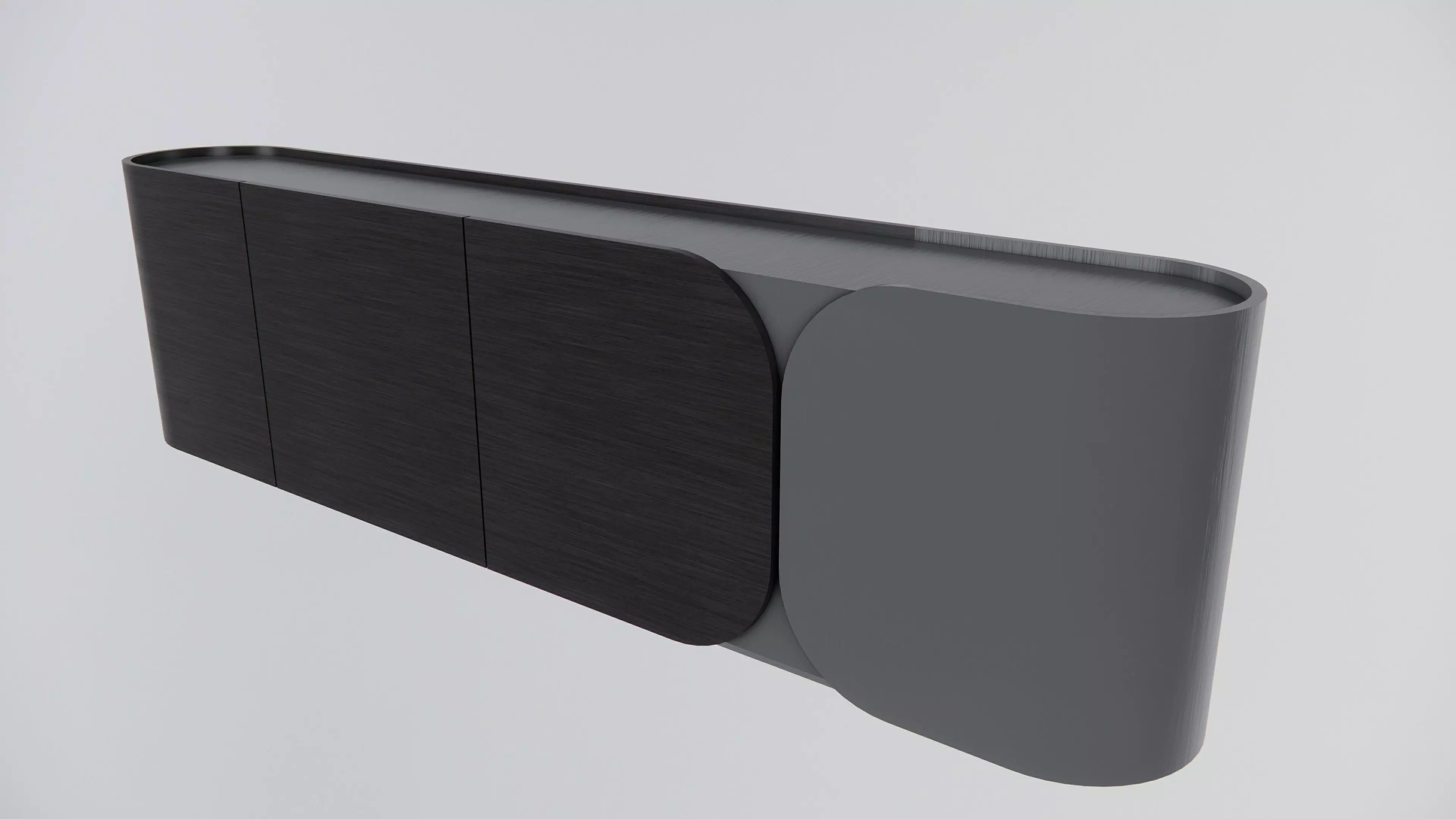 Modern Cabinet Curved Low-poly 3D model_0