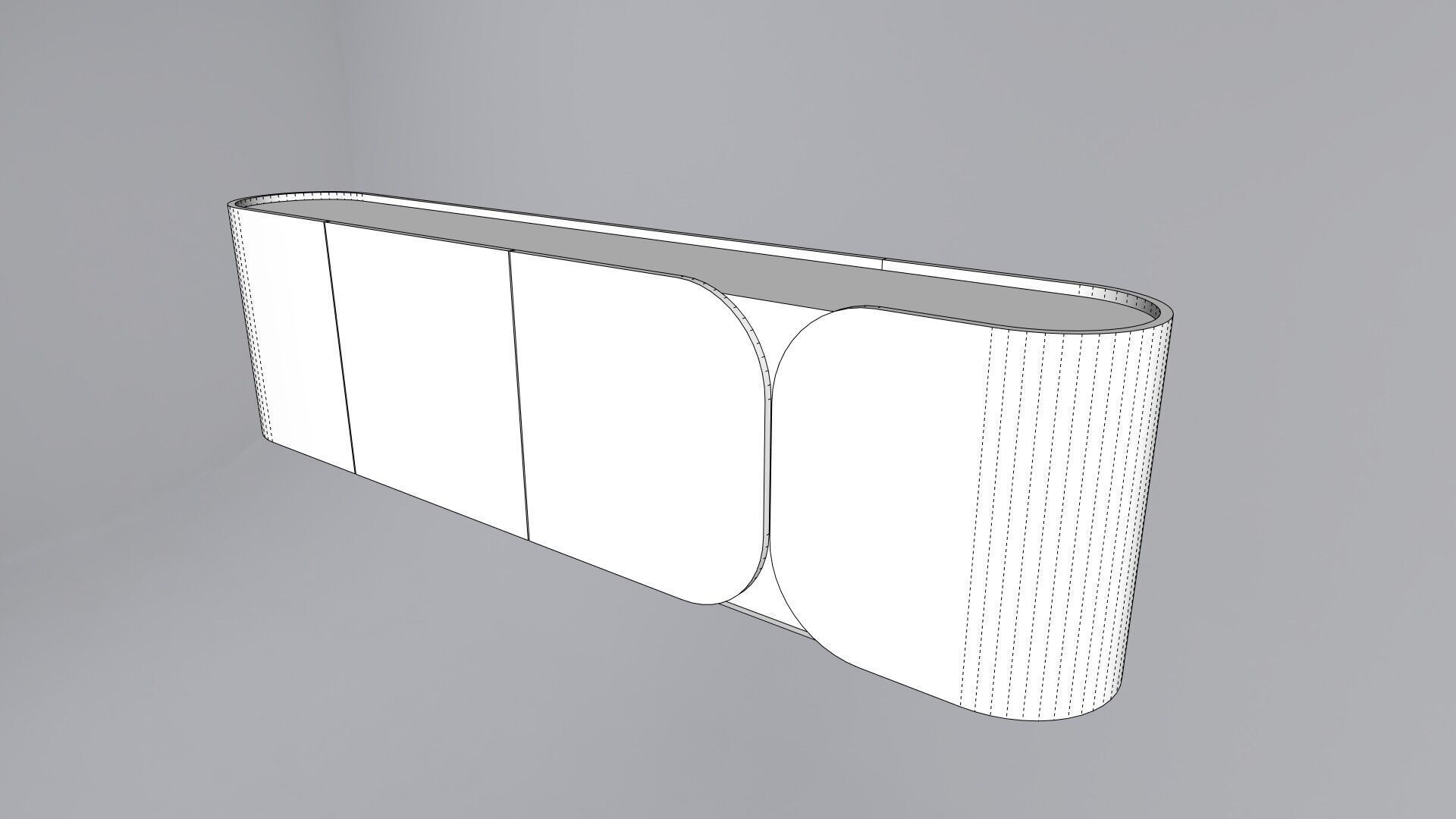 Modern Cabinet Curved Low-poly 3D model_3