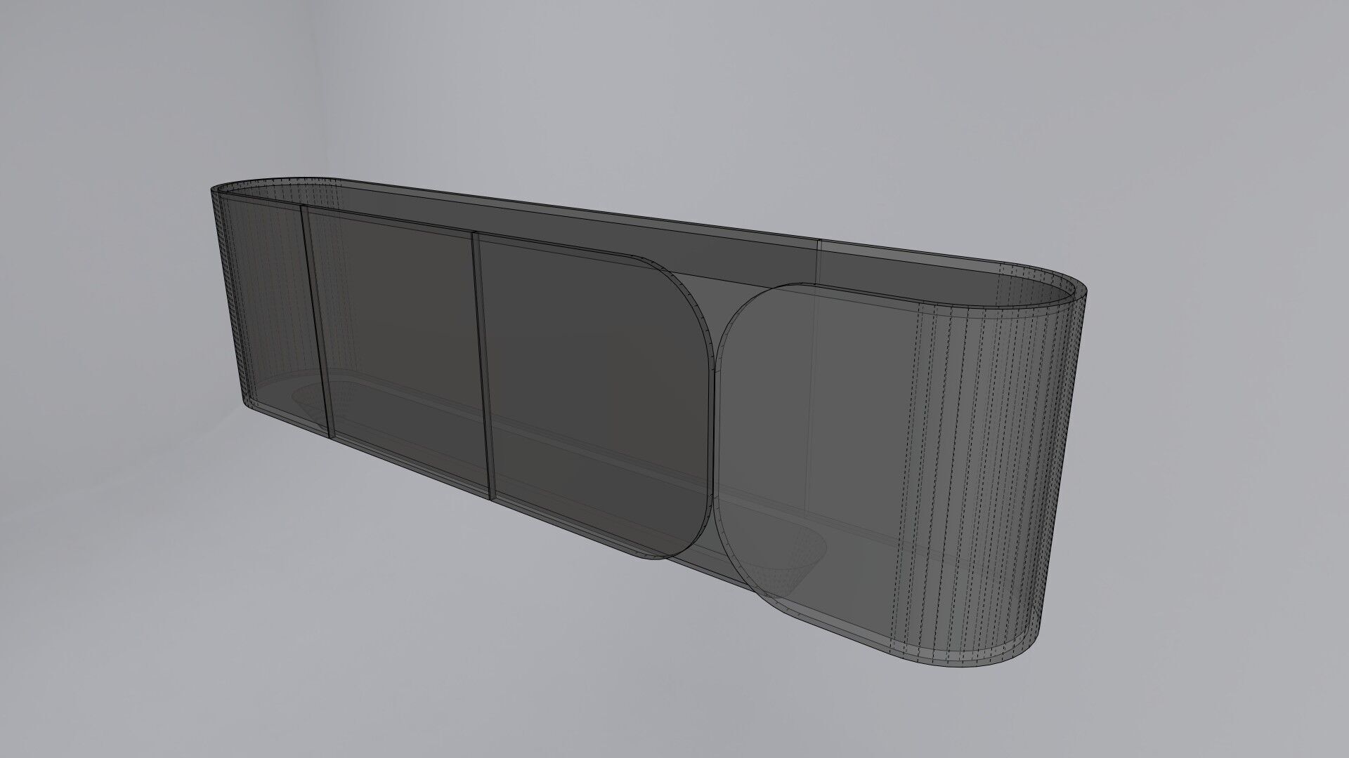 Modern Cabinet Curved Low-poly 3D model_4