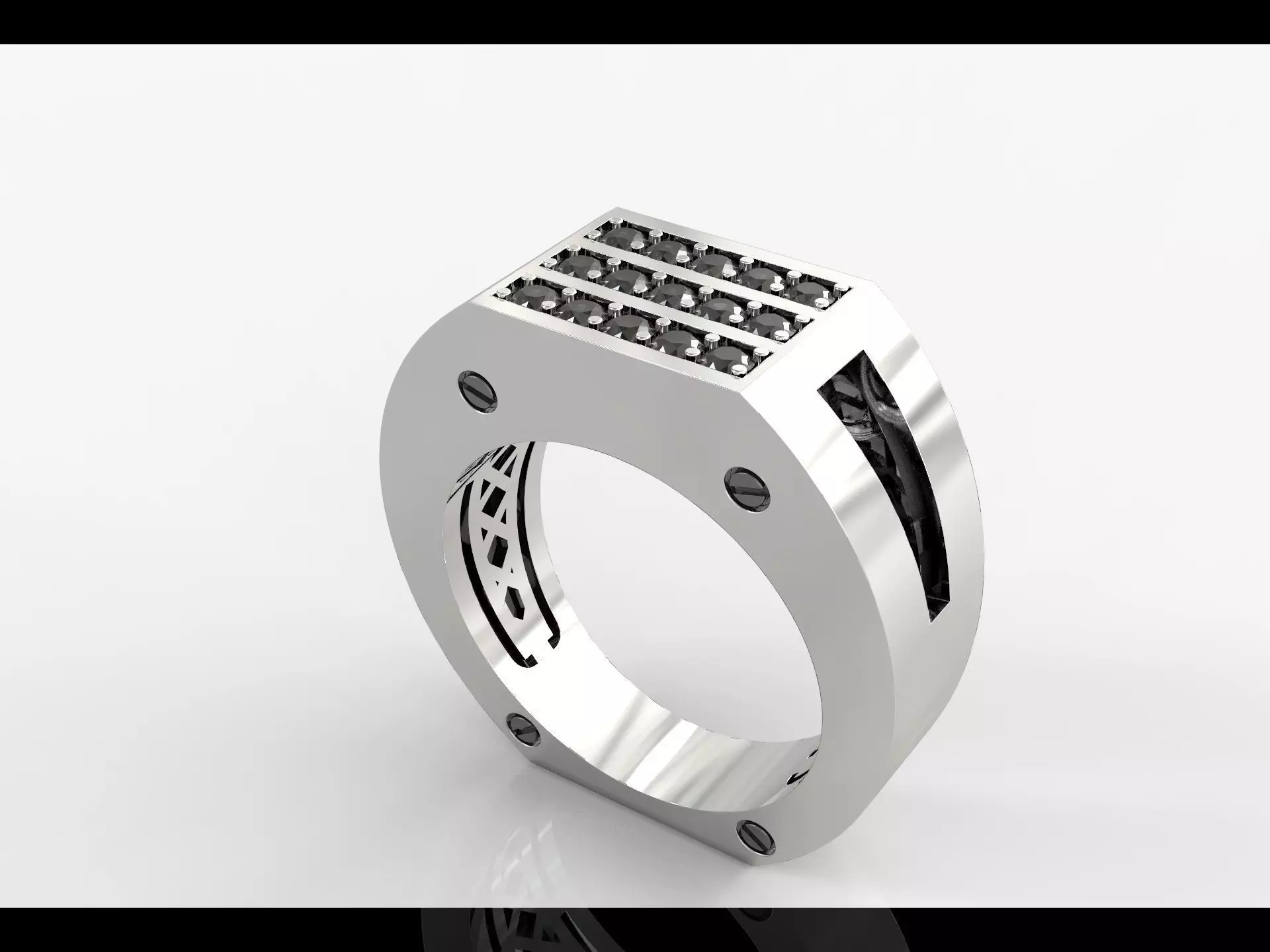 White gold wedding rings for men with diamond 3D print model