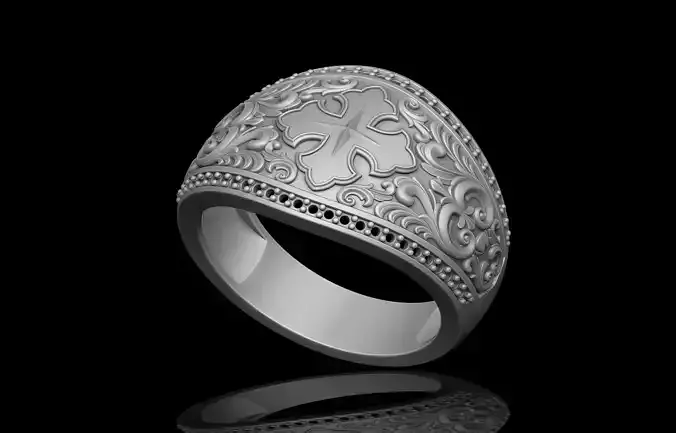 Signet ring with pattern and filigree