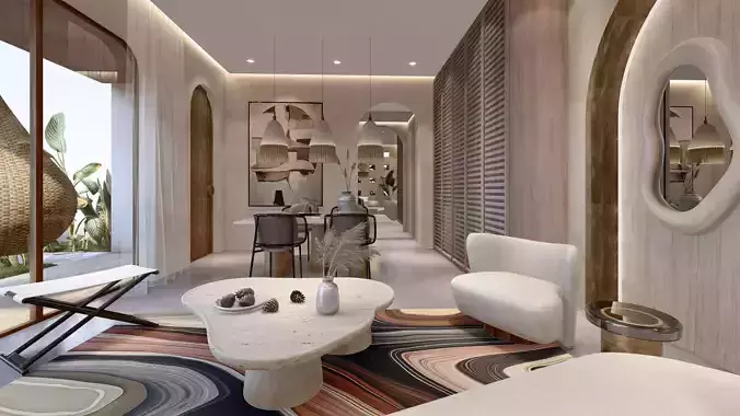 Wabi sabi style modern vacation apartement sketchup design 3D model