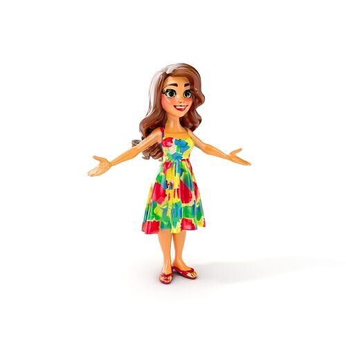 Animated Summer Dress Girl D Character Model Rigged and Animated Low-poly 3D model