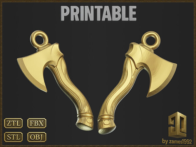 Stylized Axe jewelry design 3D print model