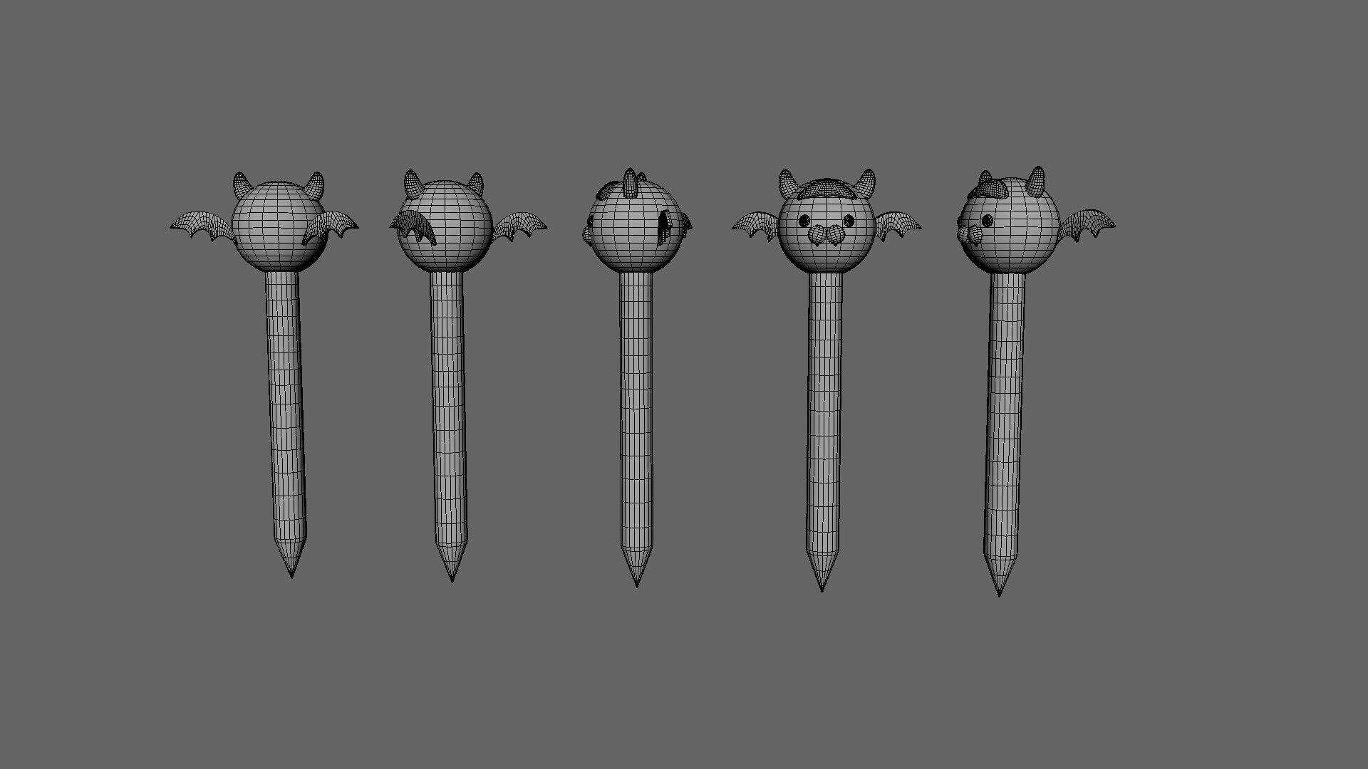 Pencil Devil school supplies Low-poly 3D model_10