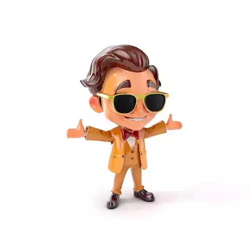 Stylish Young Gentleman D Character Rigged and Animated Low-poly 3D model