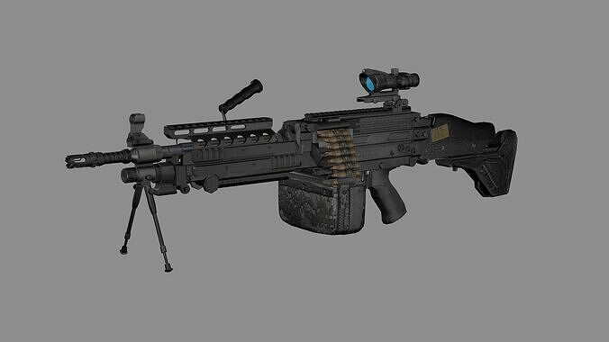 Sig Sauer Machine Gun M249 Low-poly 3D Model Low-poly 3D model