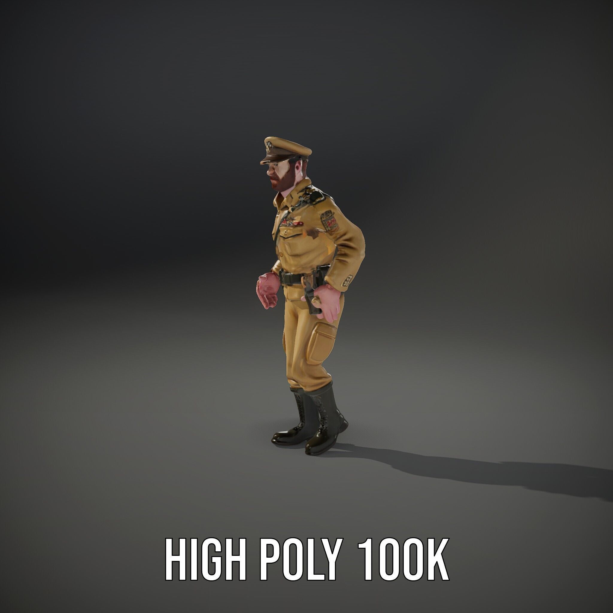 Military Officer D Character Model Rigged and Animated Low-poly 3D model_12