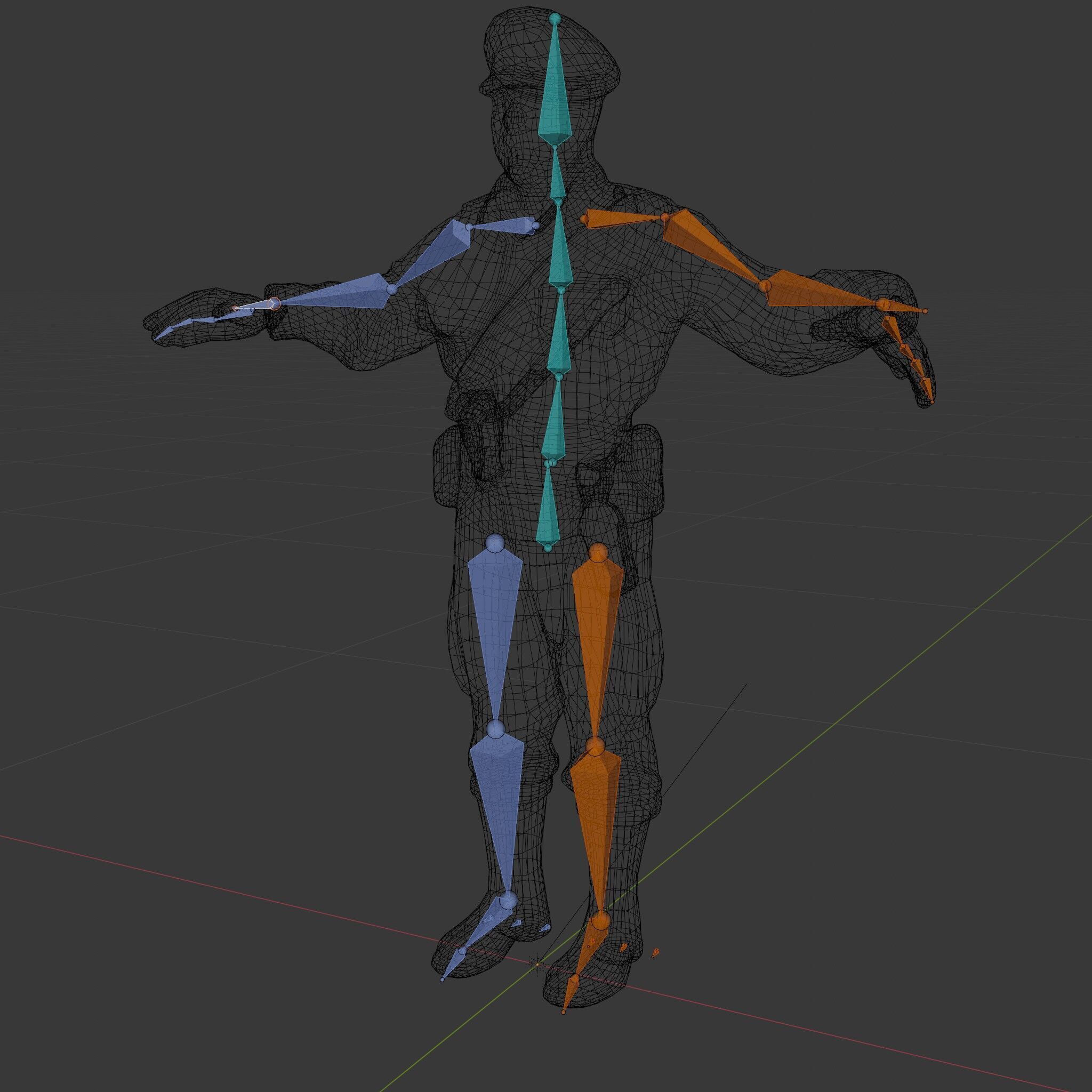 Military Officer D Character Model Rigged and Animated Low-poly 3D model_5
