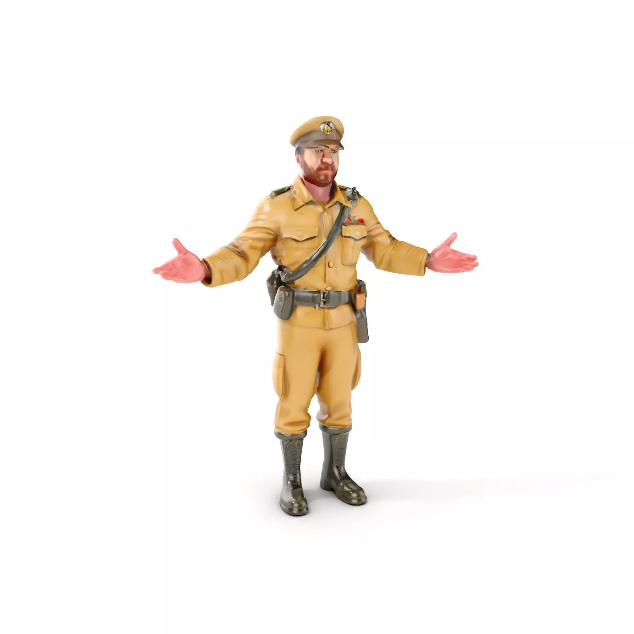 Military Officer D Character Model Rigged and Animated Low-poly 3D model_0