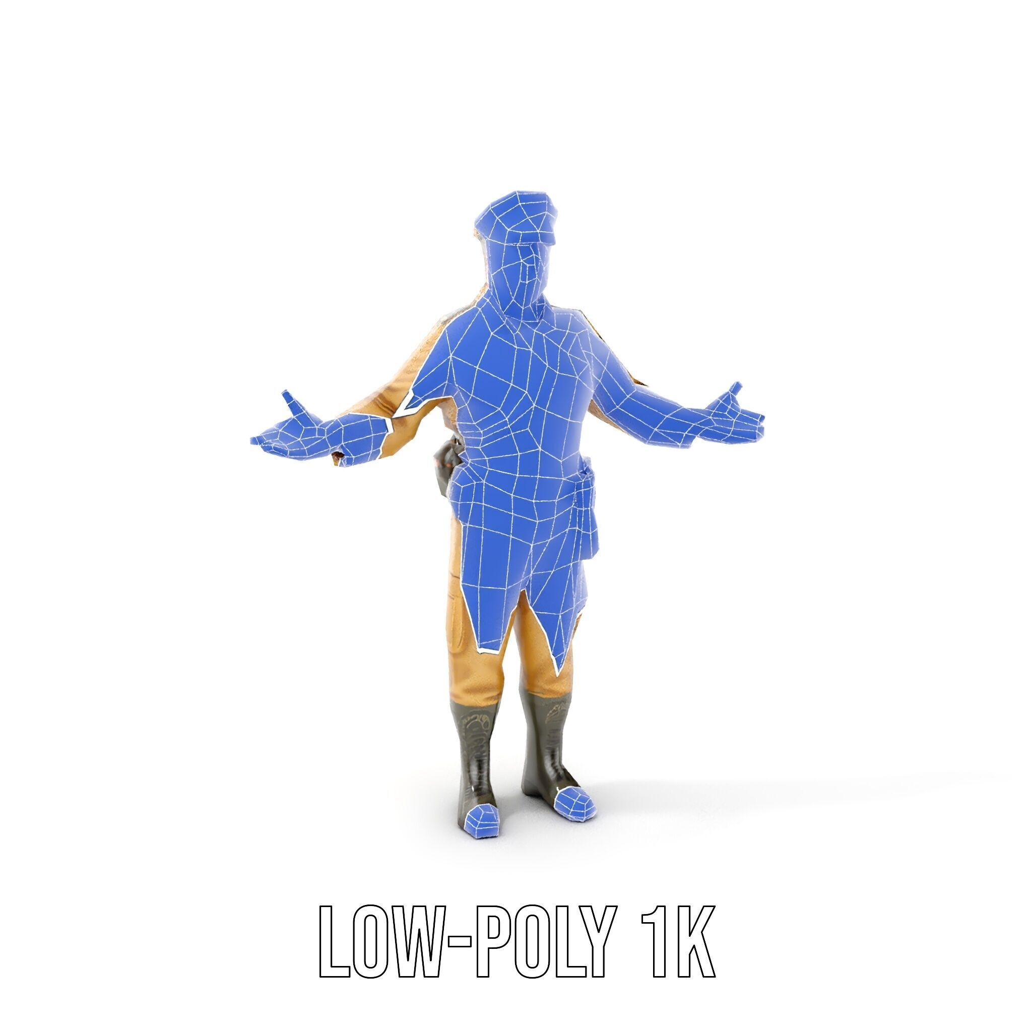 Military Officer D Character Model Rigged and Animated Low-poly 3D model_24