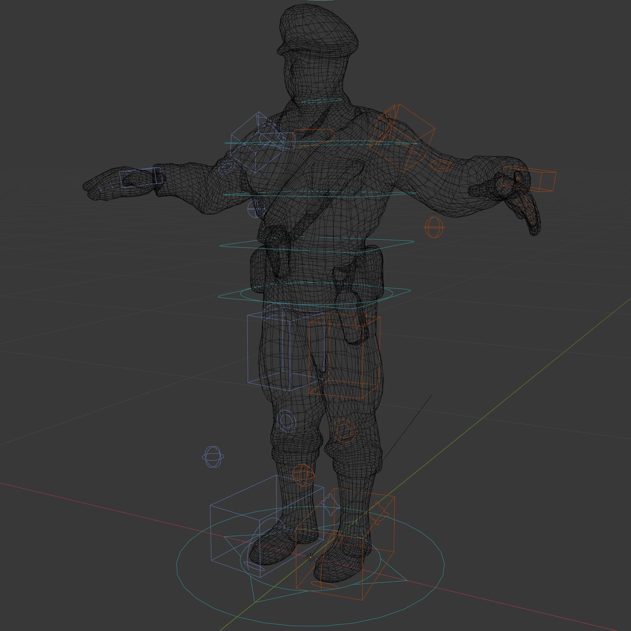 Military Officer D Character Model Rigged and Animated Low-poly 3D model_6
