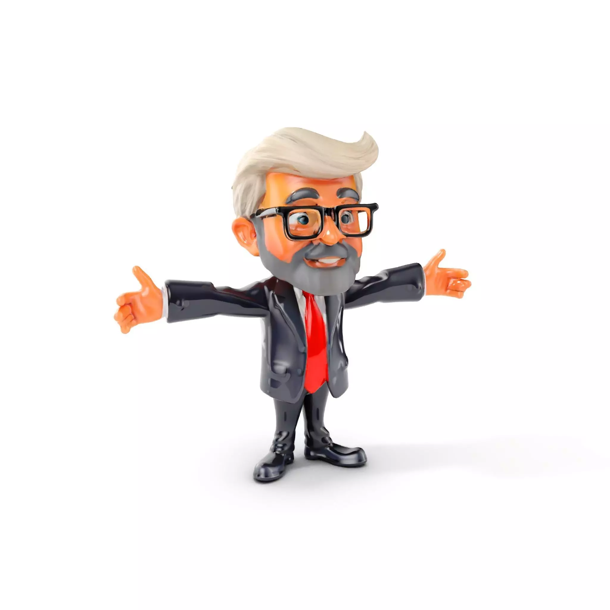 Elderly Businessman Character Rigged and Animated Low-poly 3D model