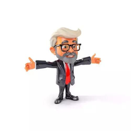 Elderly Businessman Character Rigged and Animated Low-poly 3D model