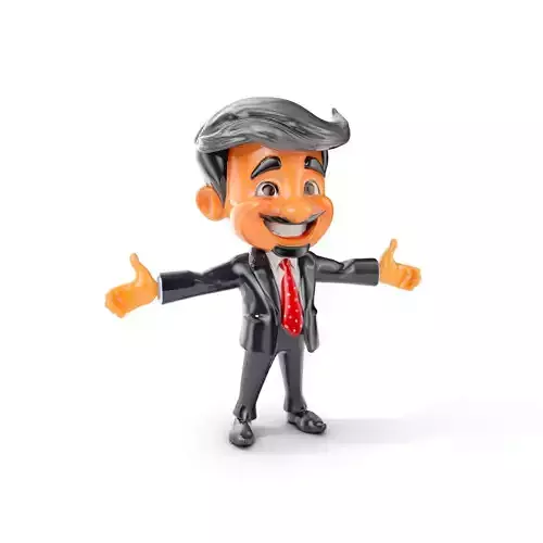 Smiling Businessman Character Rigged and Animated in Suit and... Low-poly 3D model