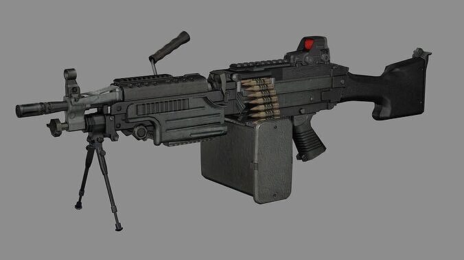 Sig Sauer Machine Gun M249 Saw Low-poly 3D Model Low-poly 3D model