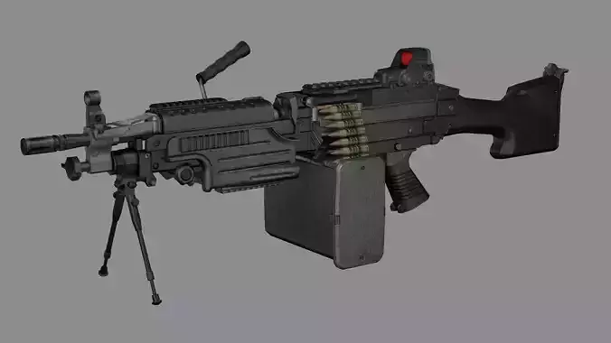 Sig Sauer Machine Gun M249 Saw Low-poly 3D Model Low-poly 3D model