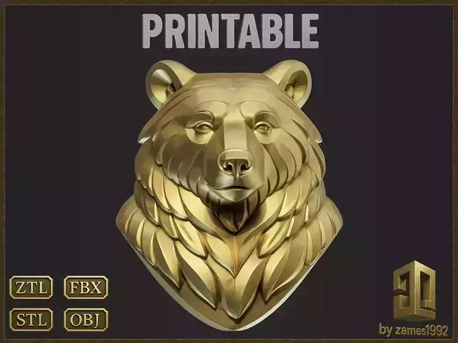 Stylized Bear bust for jewelry design