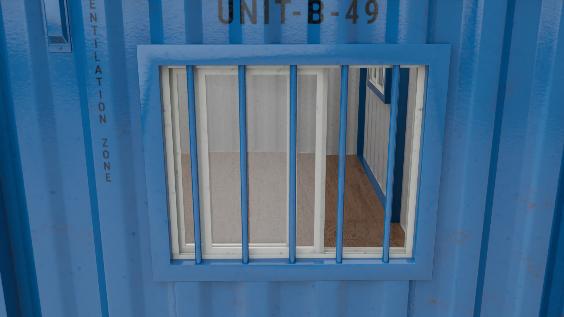 L-Shaped 20ft Shipping Container Room - Modular Corner Unit Low-poly 3D model_8