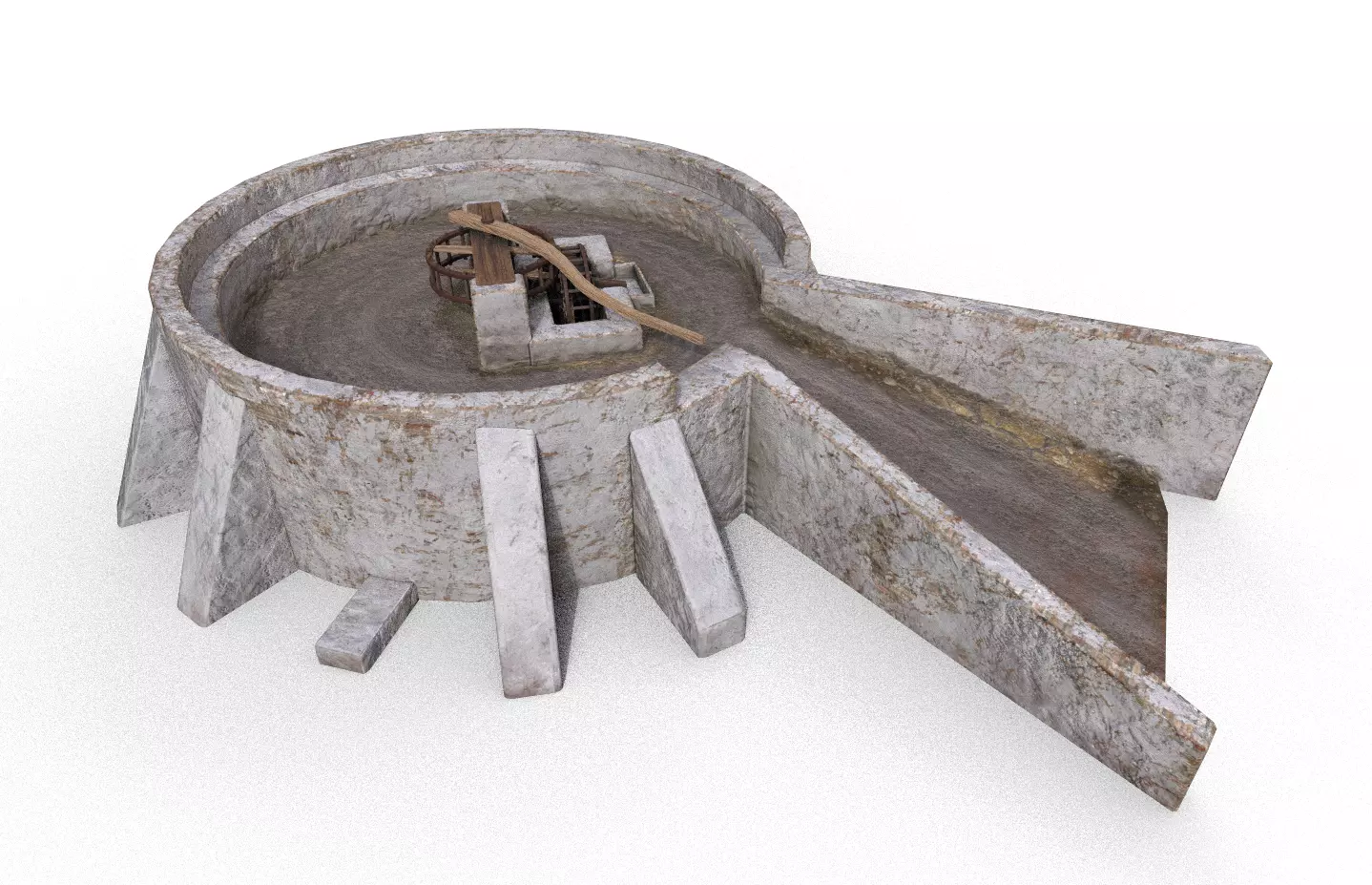 Blood Waterwheel 18th Century Horror Machine Low-poly 3D model