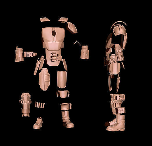 MANDALORIAN COSPLAY FULL ARMOR and JETPACK- Fan Art 3D Print  Low-poly 3D print model