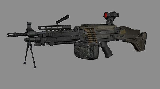Sig Sauer Machine Gun M249 Saw2 Low-poly 3D Model Low-poly 3D model